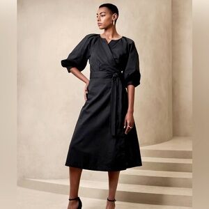 Banana Republic factory blouson-black sleeved midi dress